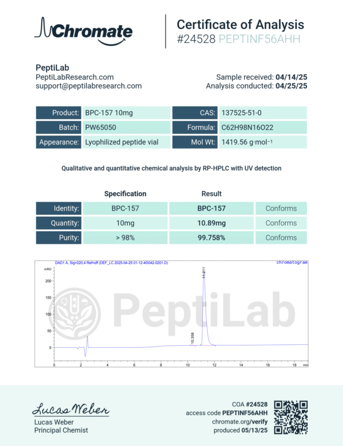BPC-157 10mg - 99% Pure | PeptiLab - Image 2